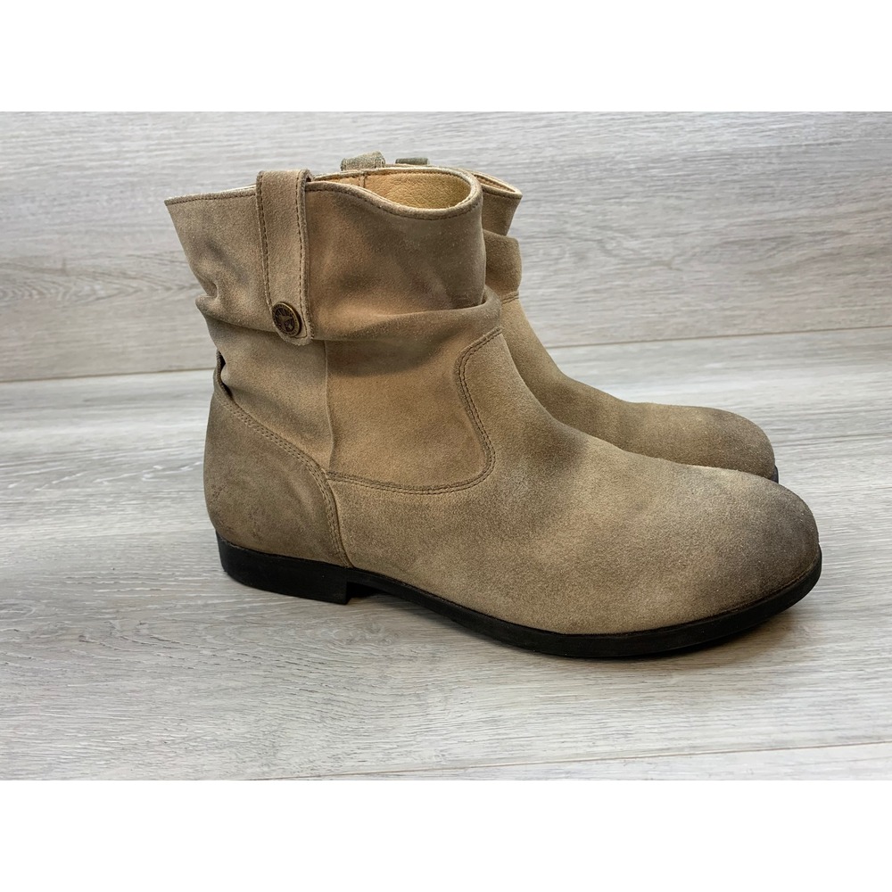 Birkenstock Collins Women's Tan Suede Slouch Ankle Boots 10 Zip Shoes